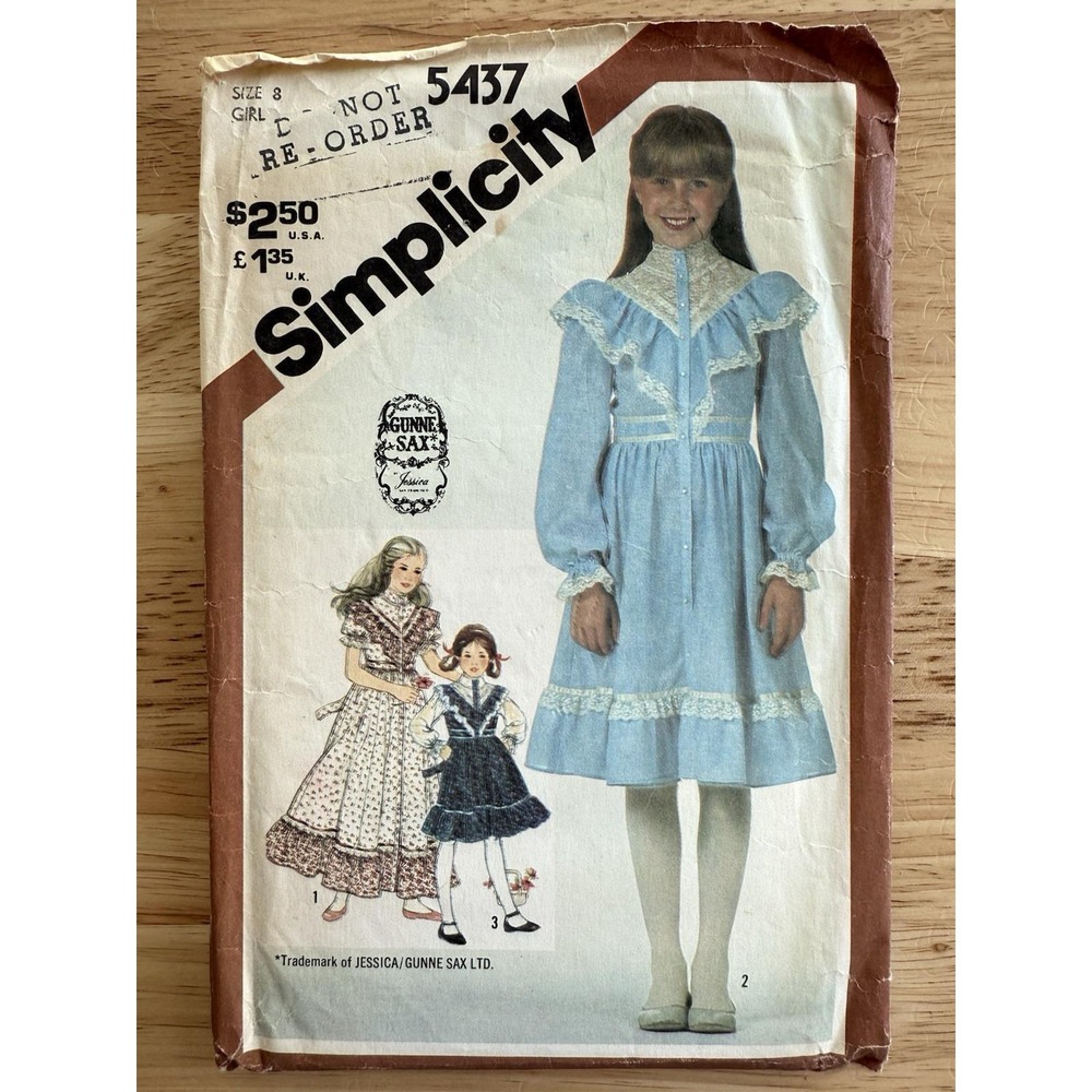 Simplicity Pattern 5437 Children's Girl's Gunne Sax Dress‎ Size 8 Uncut FF